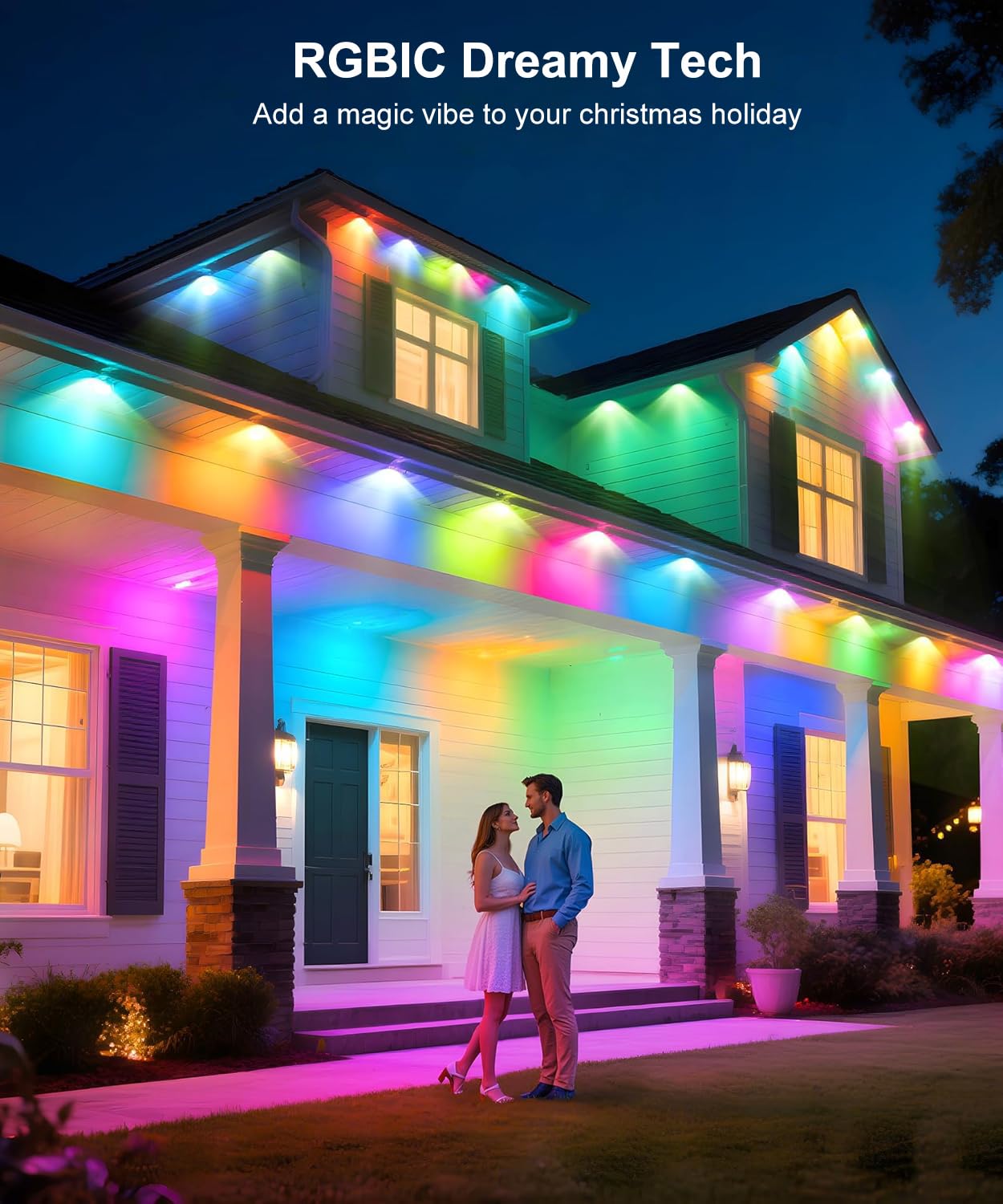 60m Permanente Außenbeleuchtung, RGBIC LED Lichterkette Weihnachtsbeleuchtung Aussen App und Fernbedienung, 250 Szenenmodi, Musik Sync + Timer, IP67 Wasserdicht für Weihnachtsdeko Dach Garten Täglich