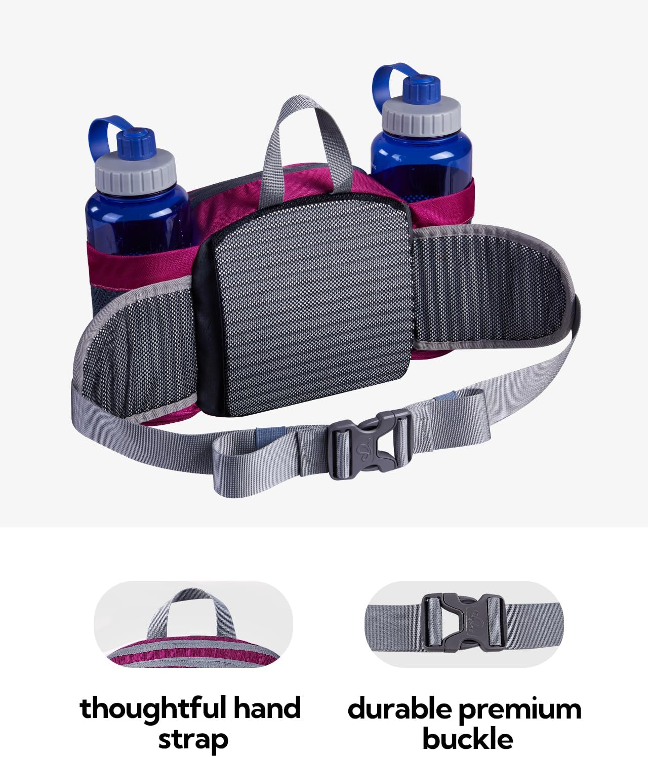 WATERFLY Fanny Pack Waist Bag: Fannie Pack 2 Water Bottle Holders Lumbar Belt Hiking Walking Running Jogging Camping Large Woman Man (Bottle Not Included) - Image 5