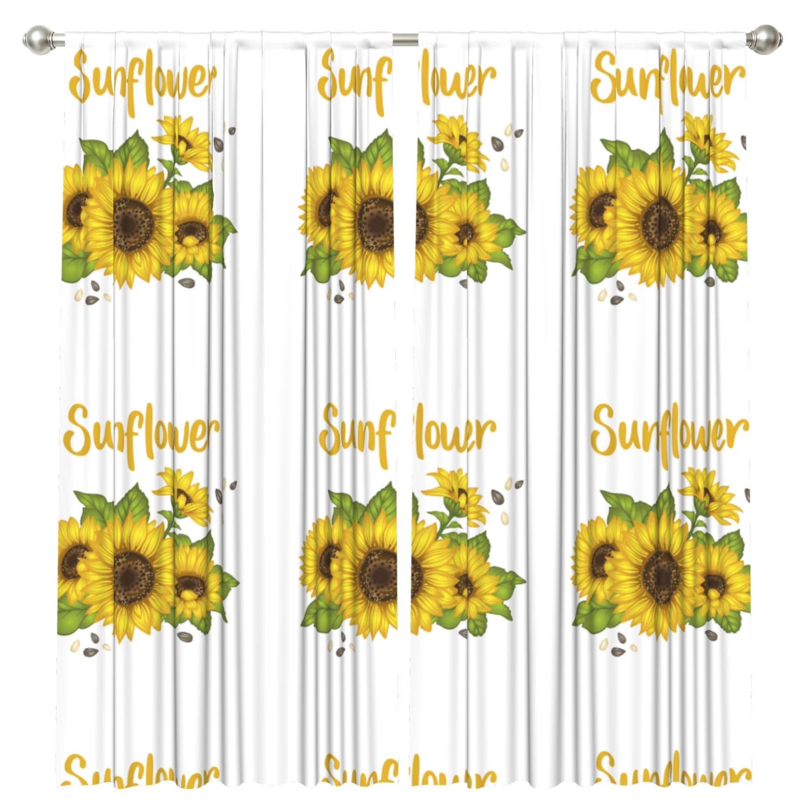 InOmak Sunflower, 2 Panels Window Curtains 52 x 84 Inch Blackout Curtains for Living Room Bedroom