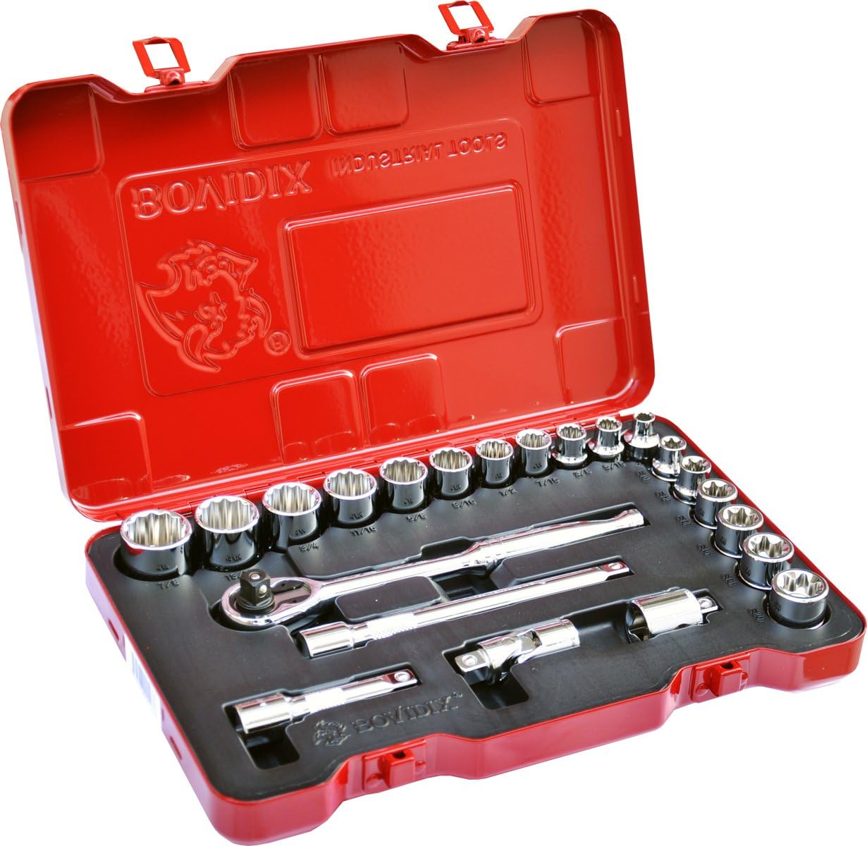 Bovidix 288102301 Regular and Star Socket Set with 3/8Inch Drive, 22
