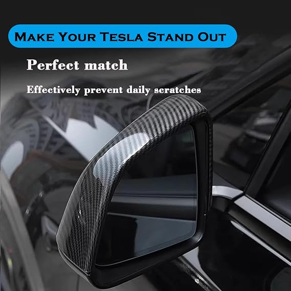 YHCDSEA Rearview Mirror Guard Cover for Tesla Model Y Juniper, Side Mirror Cover Exterior Accessories fit for Tesla Model Y Juniper 2025 (Matt Carbon Fiber Pattern)