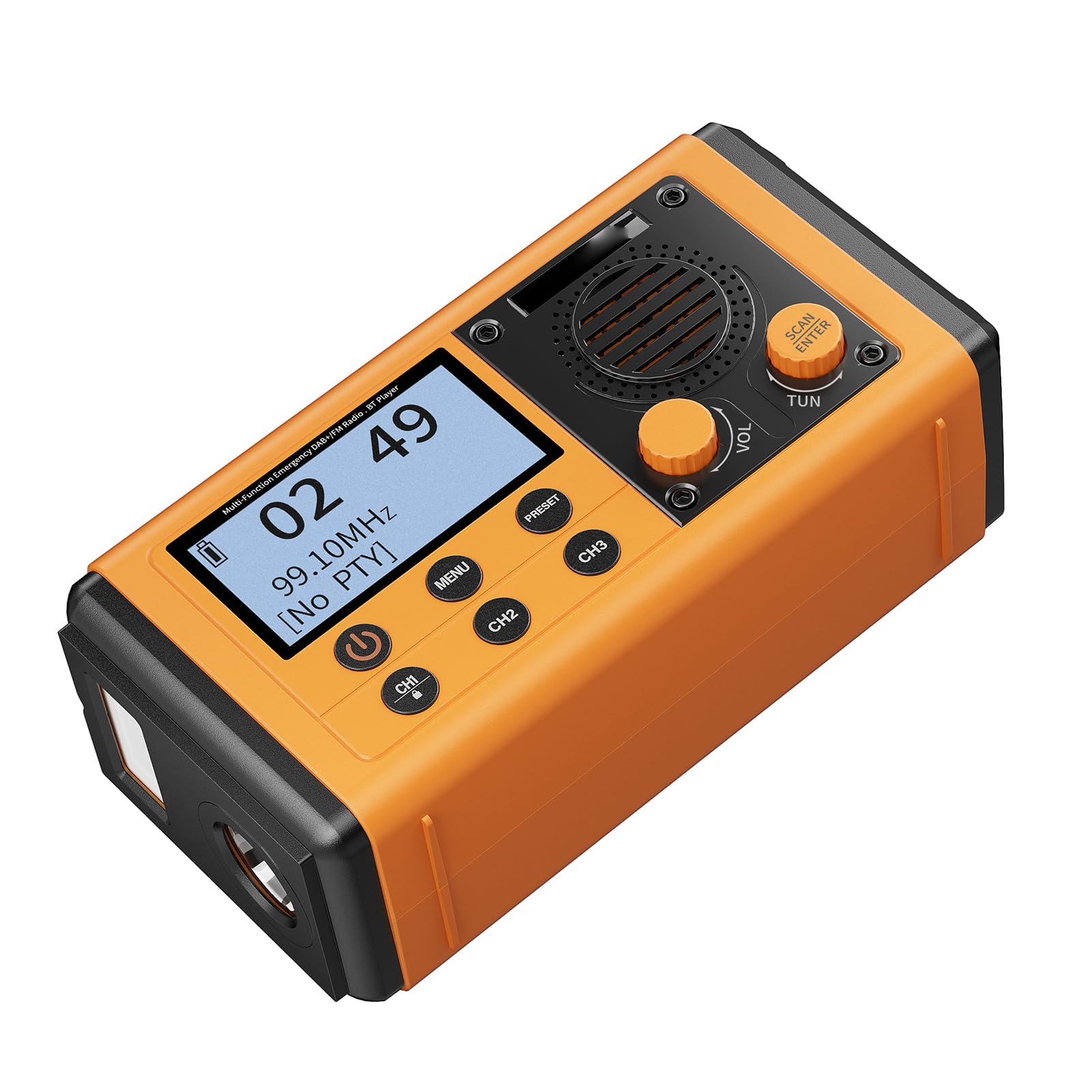 Domary Radio d'urgence de Manivelle à Main Solaire Portable Dab + / FM BT 5.0 Haut-Parleur 10000mAh Banque d'alimentation LED Lampe de Poche SOS Alarme IPX6 Imperméable avec Charge (Jaune)