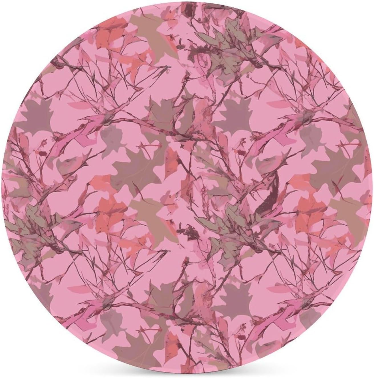 Pink Leaves Camo Coaster with Cork Base Drink Coasters for Coffee Table Decor Modern Cup Coasters with Non-Slip & Heat-Resistant Cute Ceramic Table Coaster for Home Dining