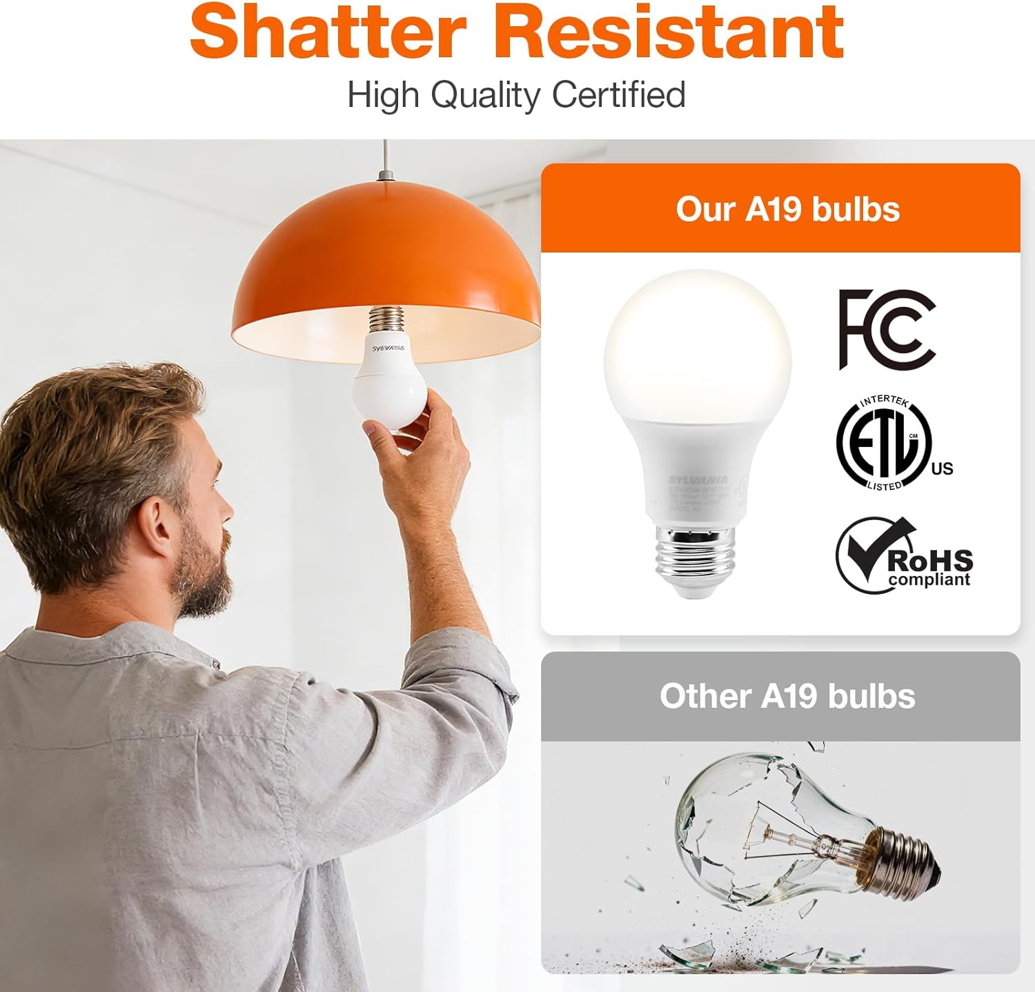 Sylvania ECO LED A19 Light Bulb, 100W Equivalent, Efficient 14.5W, 7 Year, 1450 Lumens, Non-Dimmable, Frosted, 2700K, Soft White - 6 Pack (40885)