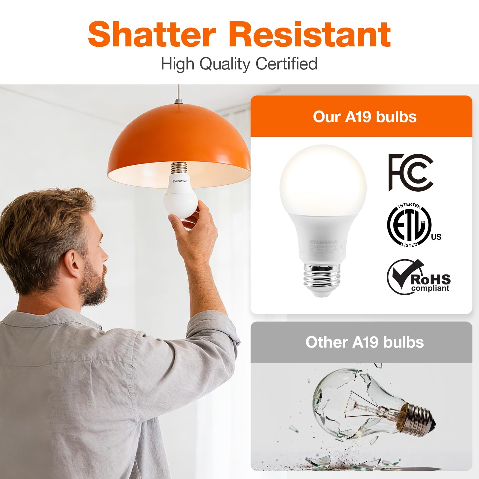 Sylvania – Lot de 8 ampoules LED 60 W A19 blanc doux givré - 40821