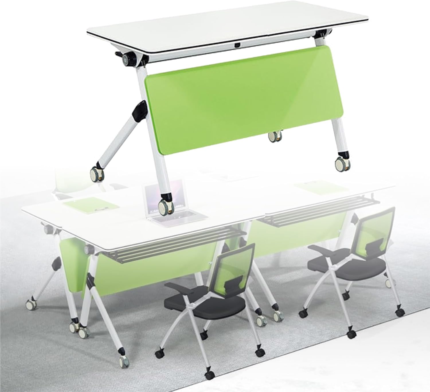 Conference Room Tables Folding Conference Table Modular Training Tables with Wheels, Modern Large Flip Top Table,Meeting Room for Seminar,Training Center,Office (*18 180*B)