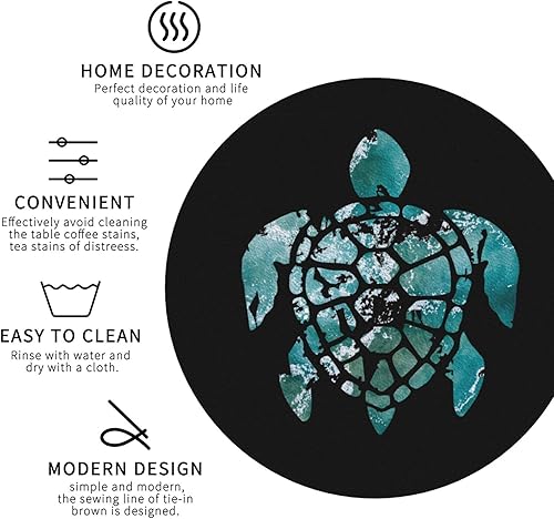 Miniatura 4 de Juego de 6 posavasos de tortuga marina para bebidas, posavasos absorbentes de piel sintética para mesa de café, decoración del hogar, regalo de