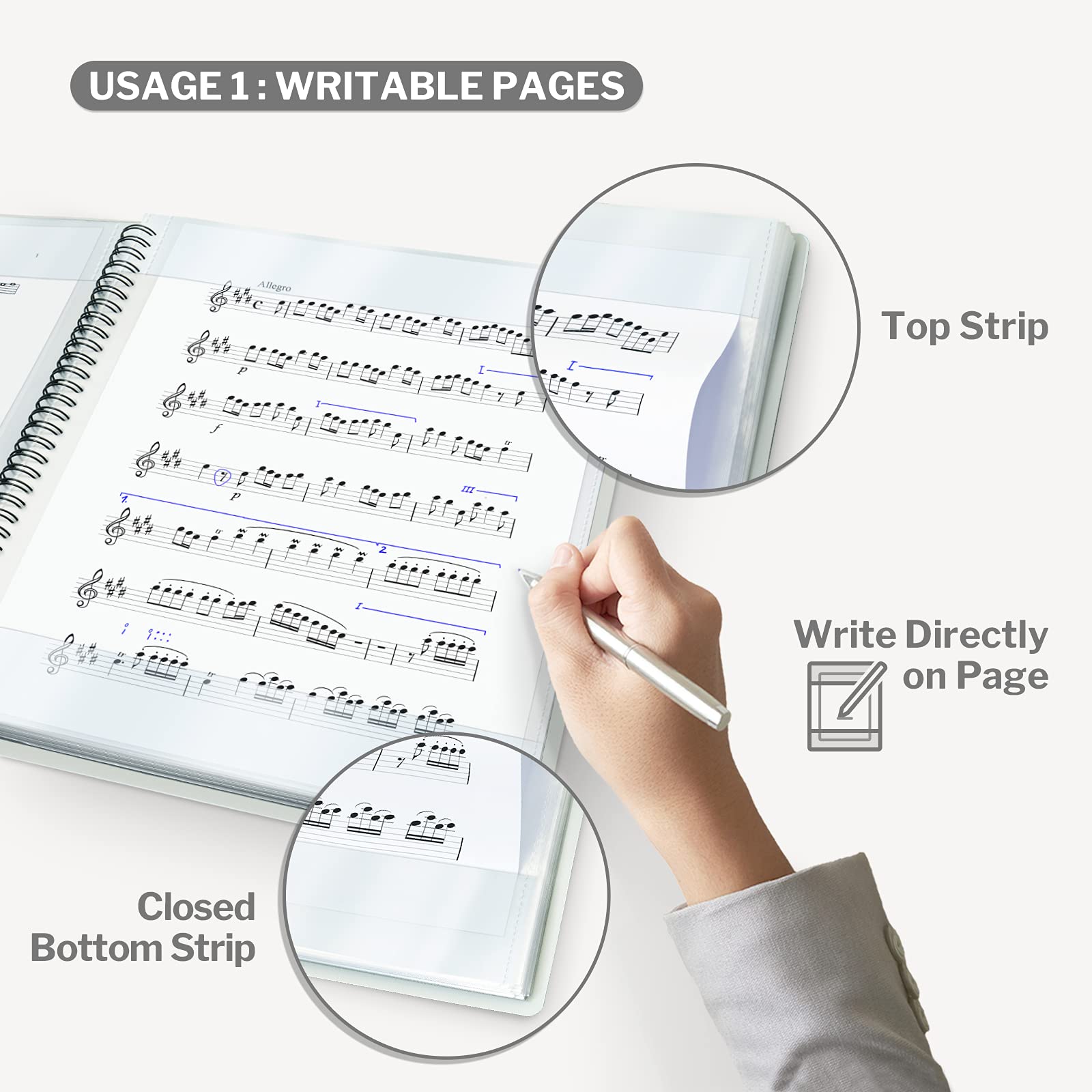 CRANBURY Sheet Music Folder 8.5x11 Dual Use Music Holder (Black