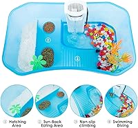 Geegoods 5 Gallon Small Turtle Tank Habitat - Multi-Function Areas, Basking Ramp, Easy No-Tool Assembly for Baby Turtles & Reptiles