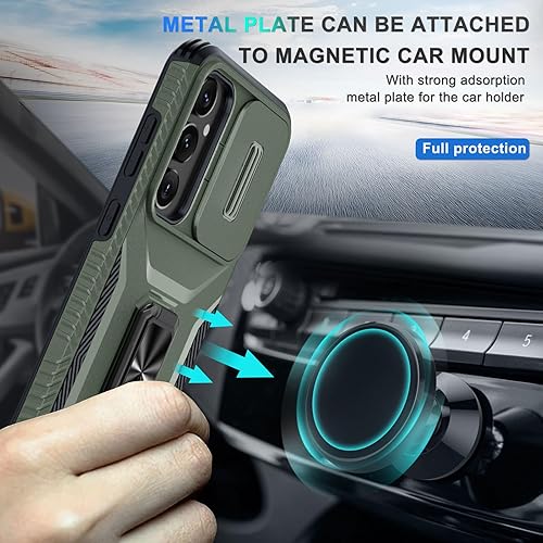 Miniatura 8 de Funda para Samsung Galaxy S23 FE con 2 protectores de pantalla de vidrio templado y cubierta para lente de cámara, soporte estable con anillo