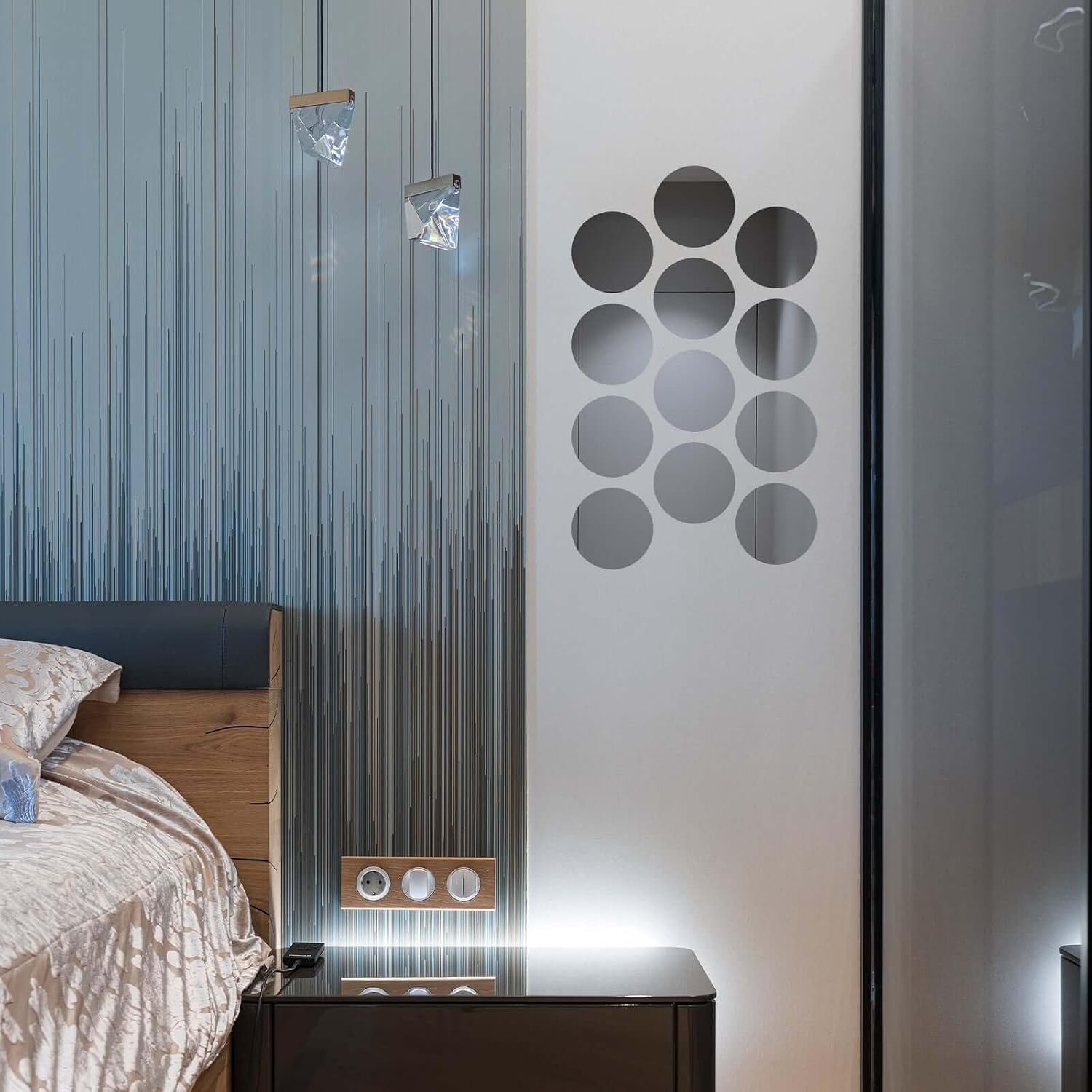 Efavormart 12 Pack 8-Inch Round Acrylic Mirror Wall Stickers - DIY Circles Wall Decals - Peel and Stick Removable Mirror Tiles for Bathroom, Entryway, Office Wall Decoration
