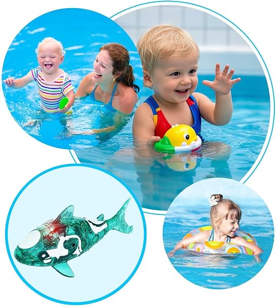 Robot Fish Toy - Automatic Interactive Bath Toy for Kids | Realistic Motion Design with LED Effect, Water Activated Light Up Swimming Shark, Floating Aquarium for Pool Bathtub Play Toys - 4