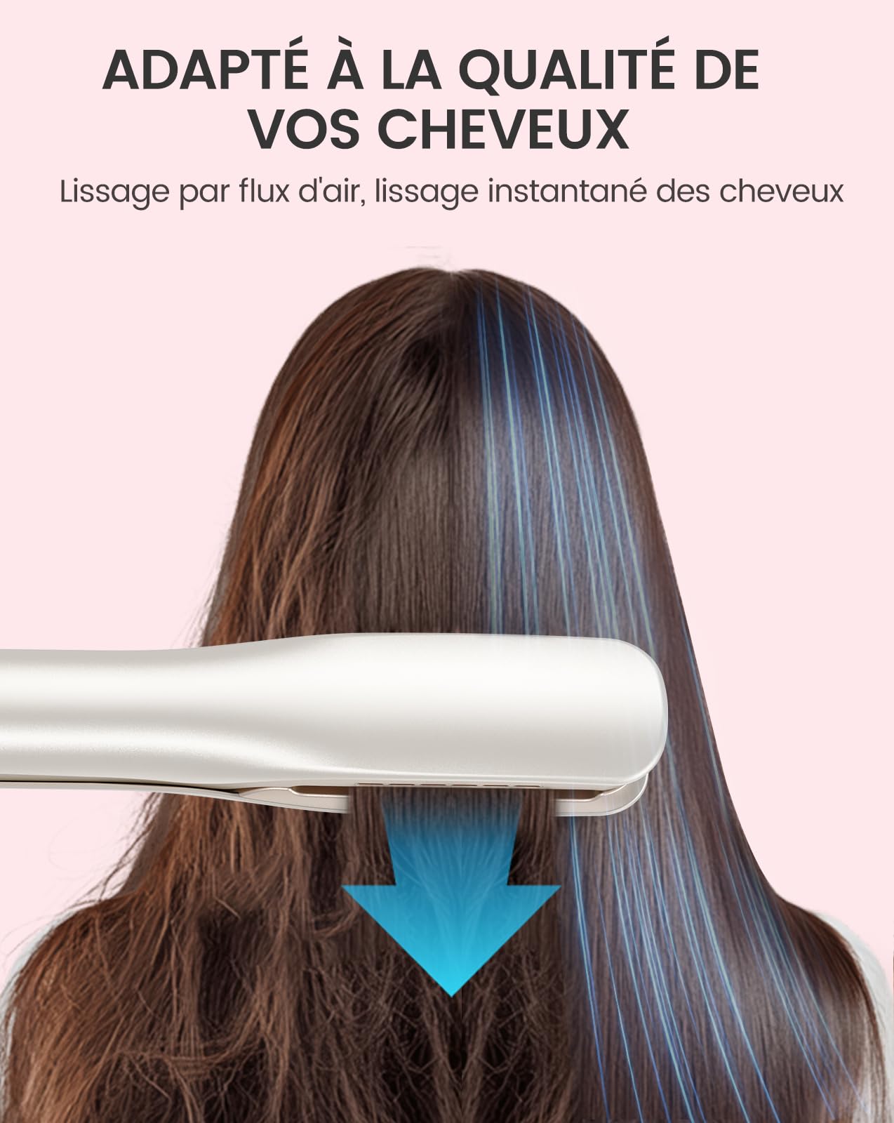 HOMEASY Lisseur Cheveux 2-en-1 : Séchage + Lissage Instantané - Fer à Lisser Professionnel, Technologie Lonique & Nanofibre, 3 Températures + 2 Vitesses, Écran LCD - Lisseur Boucleur Pour Tous Cheveux