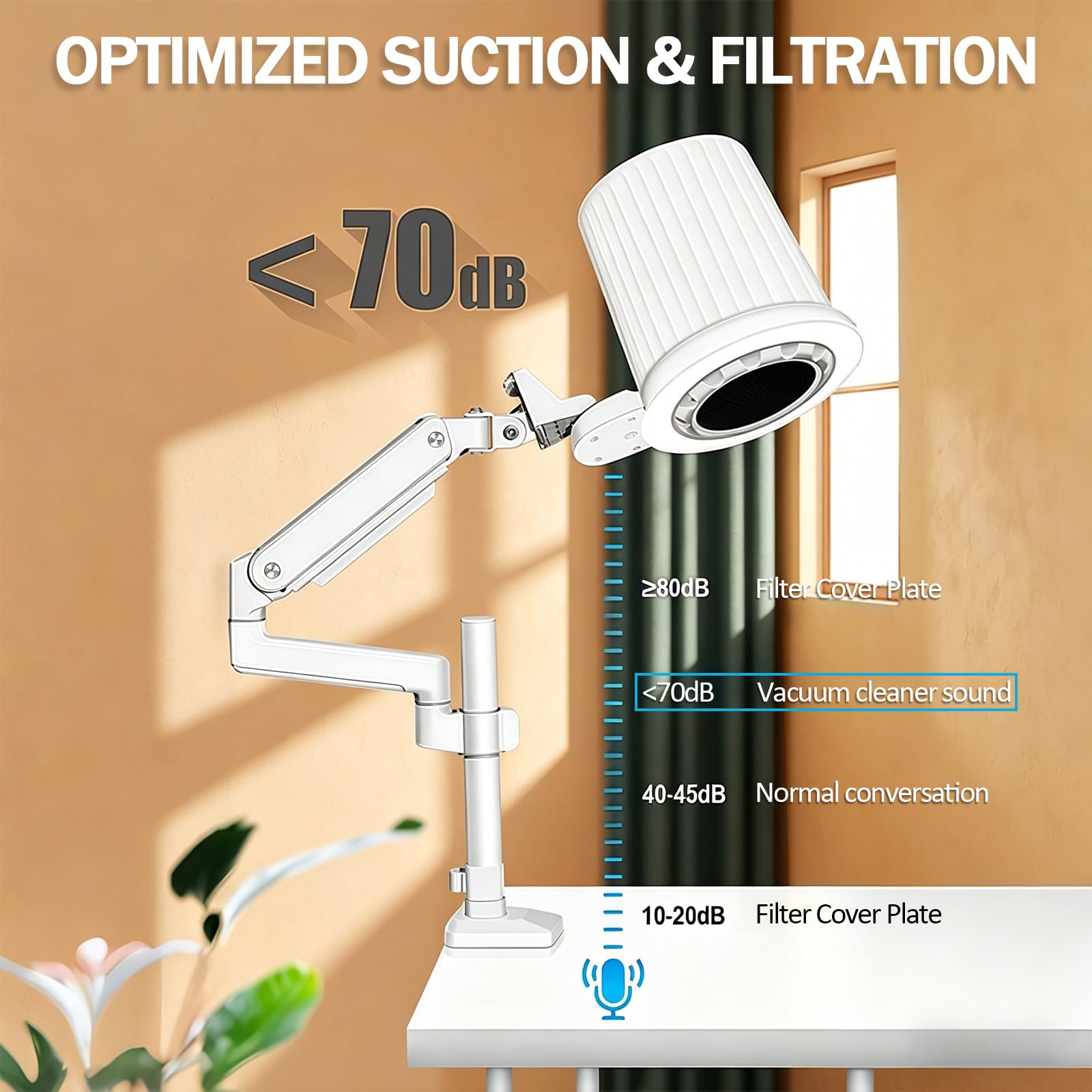 Odkurzacz Do Pyłu Do Pedicure, Oryginalny Próżniowy Odkurzacz Z LED & 1 Filtrem, Regulowane Ssanie dla Pedicure & Manicure DesktopMount