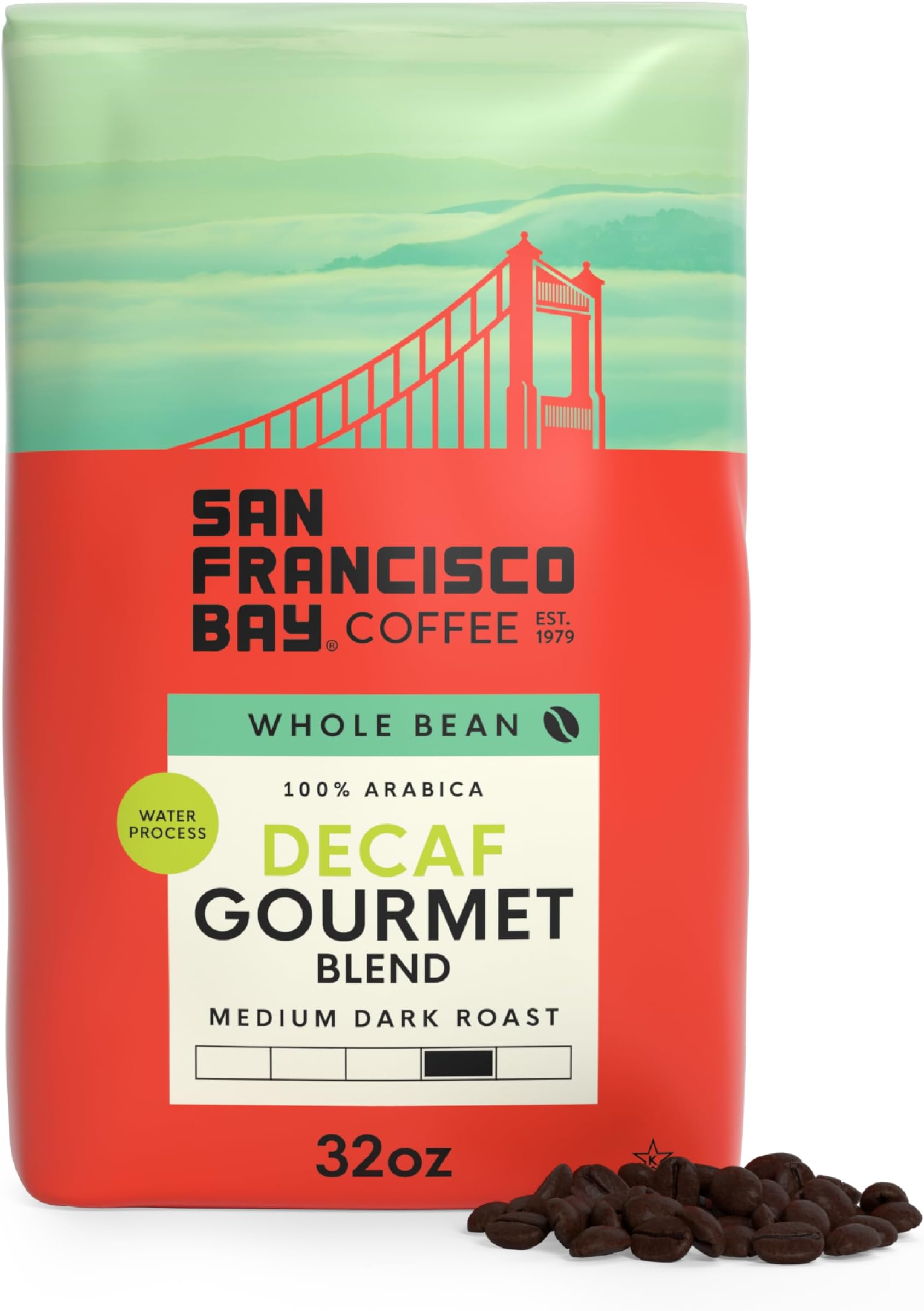 Whole Bean Coffee - DECAF Gourmet Blend (2lb Bag), Medium Roast, Swiss Water Processed