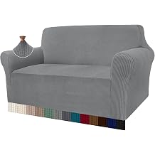 Granbest High Stretch Sofa Covers 2 Seater Super Soft Loveseat Cover Universal Couch Covers Jacquard Sofa Cover for Dogs Non Slip Furniture Protector Machine Washable 2 Seater, Light Gray