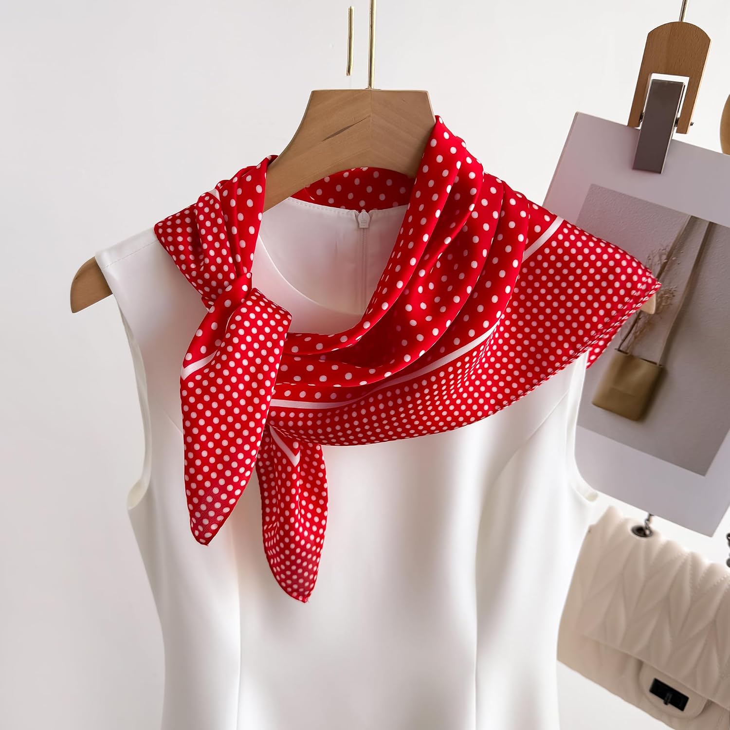 Women's Silk Feeling Square Scarf,27.5 * 27.5 Inches image 2