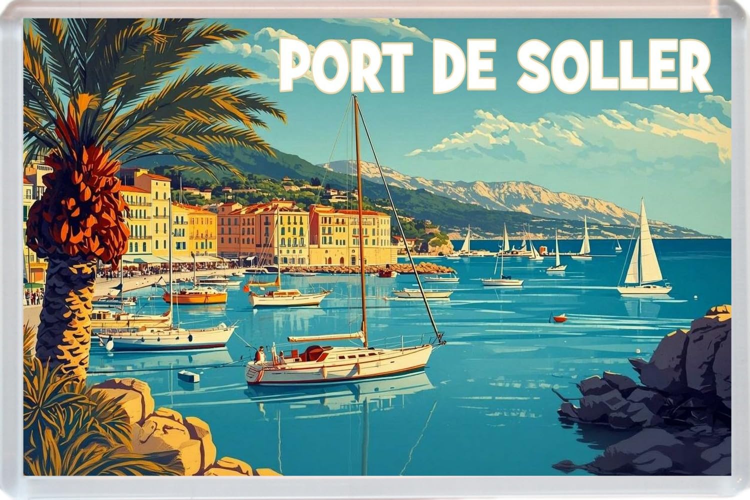 Baked Bean Store Multicolor Port De Soller - Mallorca - Jumbo Artistic Fridge Magnet 96 X 67Mm Bbsfhm3605