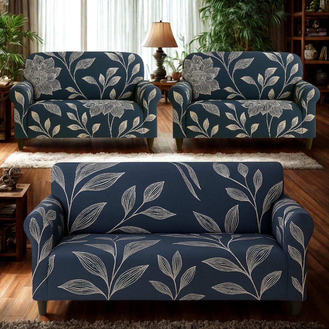 Homerz Premium 7 (3+2+2) Seater Universal Elastic fit Sofa Cover Fully Covered, Non-Slip Sticky Elastic Stretchable Sofa Set Slipcover Protector (Lotus, 7 (3+2+2) Seater)