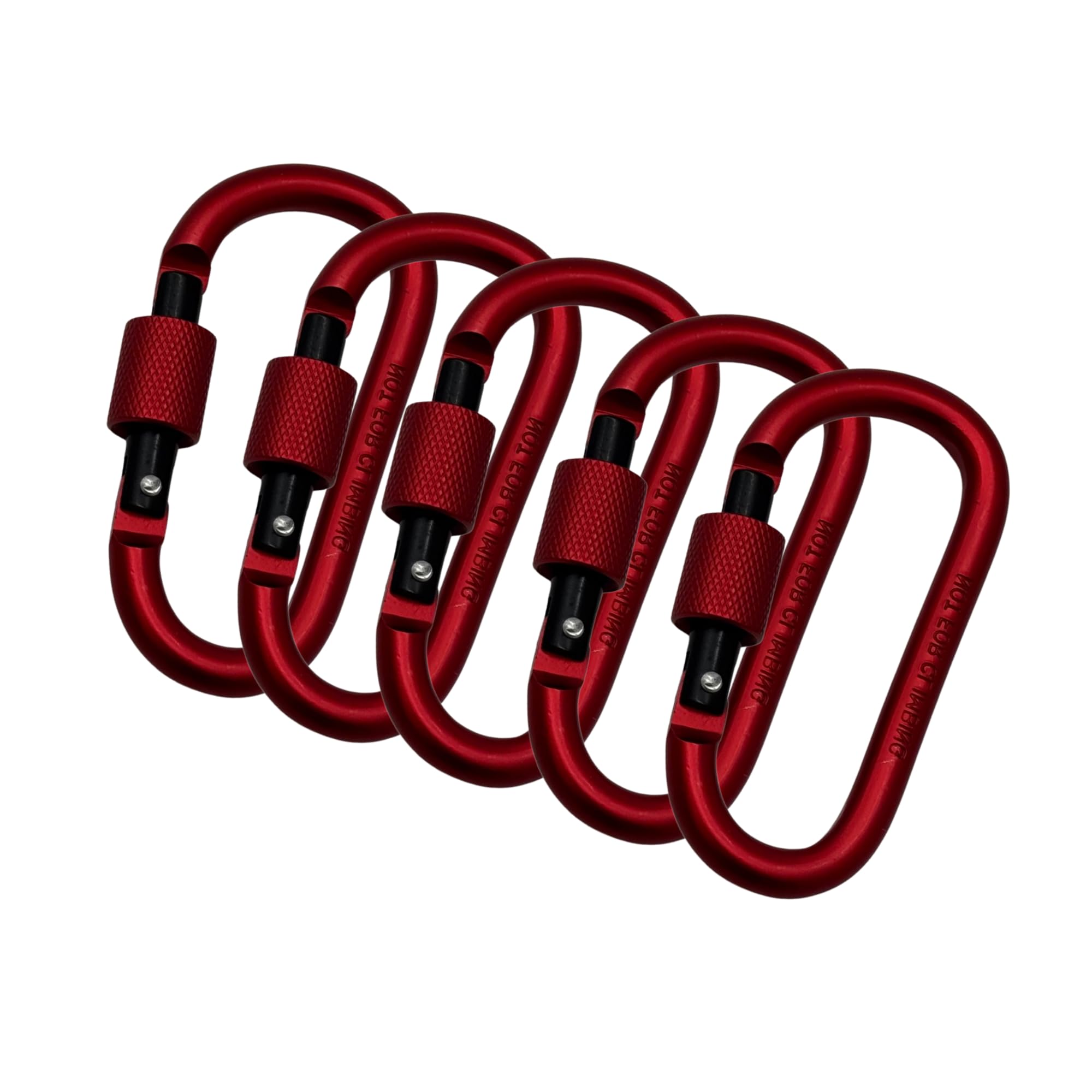 5-Pack Red Heavy Duty Carabiner Clips – Aluminum D-Ring Screw Lock for Camping, Hiking, Survival, and Outdoor Gear (Red)