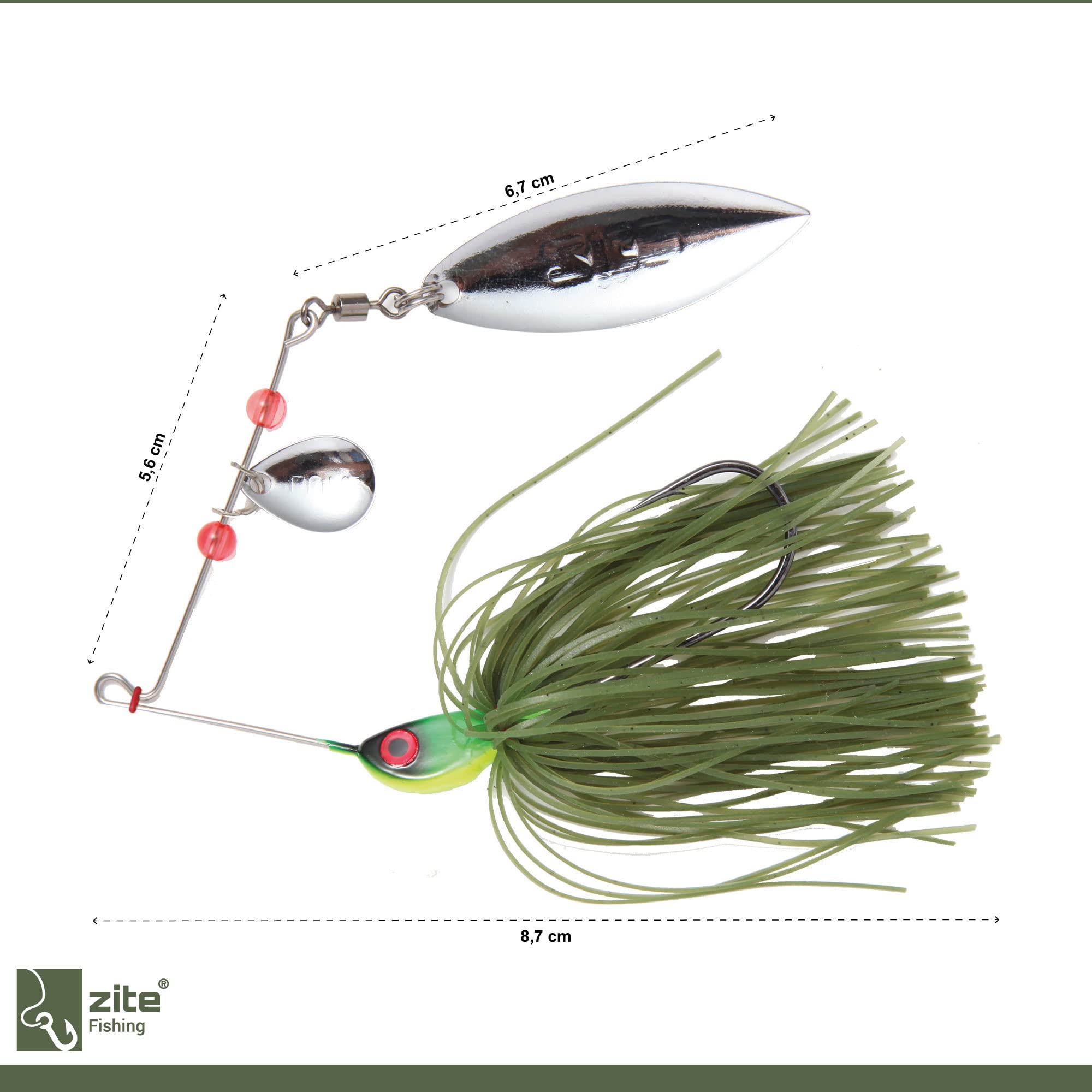 Set De 5 Spinnerbaits Zite Fishing InZite Rotator – 10g, 16g Y 21g, Con Doble Hoja Y Flecos, Ideal Para Lucio, Lucioperca Y Perca