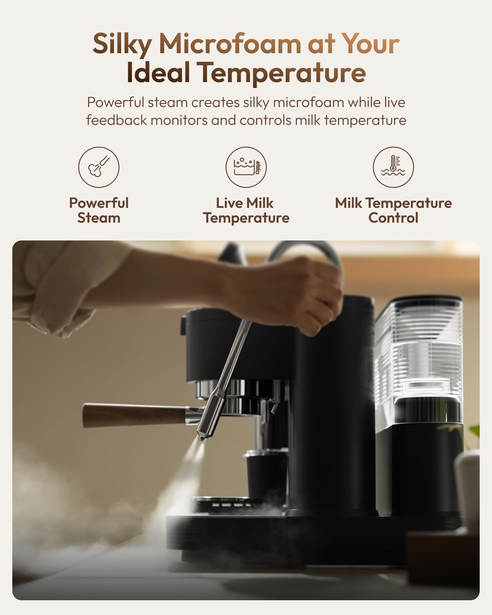 Meraki Dual Boiler Espresso Machine with Grinder and Built-In Dual Scales view 7
