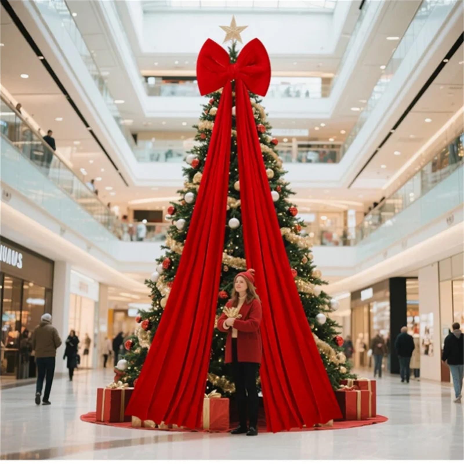 Schleifen Weihnachten Weihnachtsbaumspitze Schleife, rot, Lange Bänder, extra groß, Satin, Türanhänger, Dekoration, Party(Color 8)