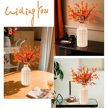 Amazon｜WillingYou 造花 オレンジ かすみそう 観葉植物 7本入