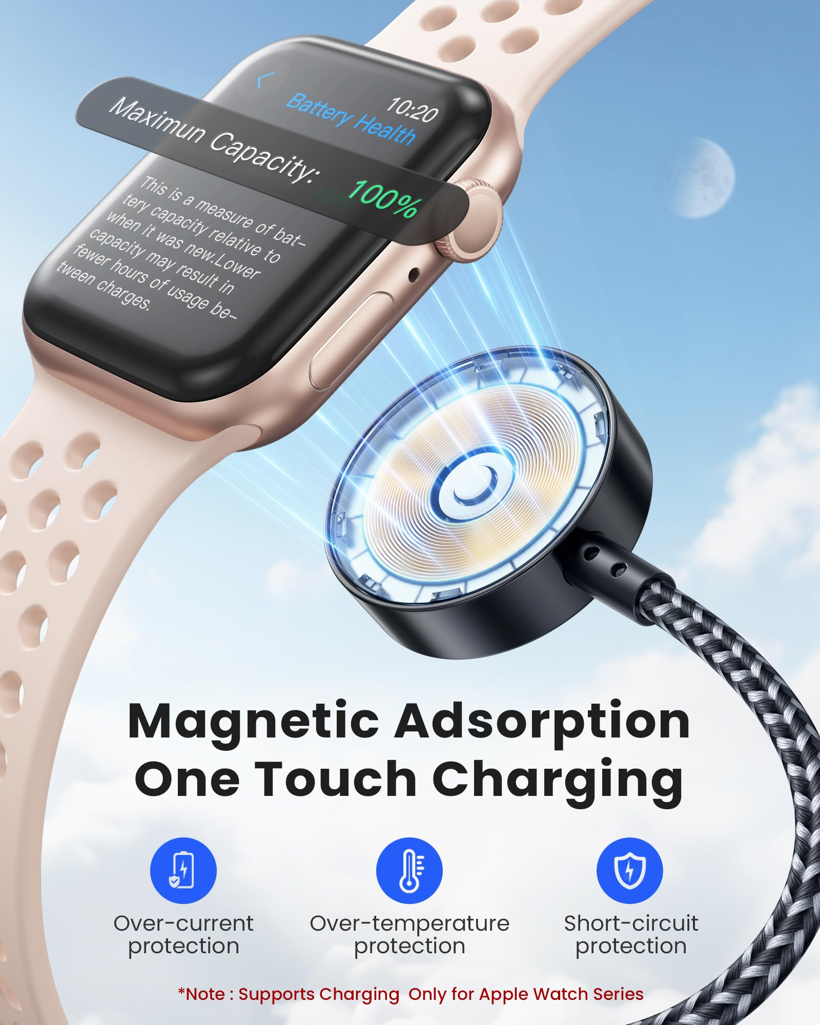 RAVIAD 3 in 1 Caricatore Apple Watch, 1.2M Cavo USB Multiplo con Caricabatterie per Apple Watch, USB C, Lightning per iWatch Ultra/SE/11/10/9/8/7/6/5/4/3/2/1, iPhone 17/16/15/14/13/12, Galaxy S25/S24