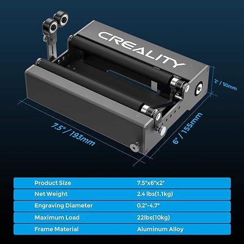 Miniatura 6 de Rodillo giratorio láser, Creality 360 grabador láser de eje Y módulo giratorio para grabar objetos de superficie curva, diámetro de 0.197 in a 4.724