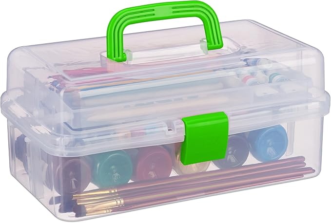 Relaxdays Aufbewahrungsbox 9 Fächer, Sortierbox Bastelmaterial, Künstlerbedarf, HBT 14 x 33 x 19,5 cm, transparent-grün Relaxdays Aufbewahrungsbox 9 Fächer, Sortierbox Bastelmaterial, Künstlerbedarf, HBT 14 x 33 x 19,5 cm, transparent-grün