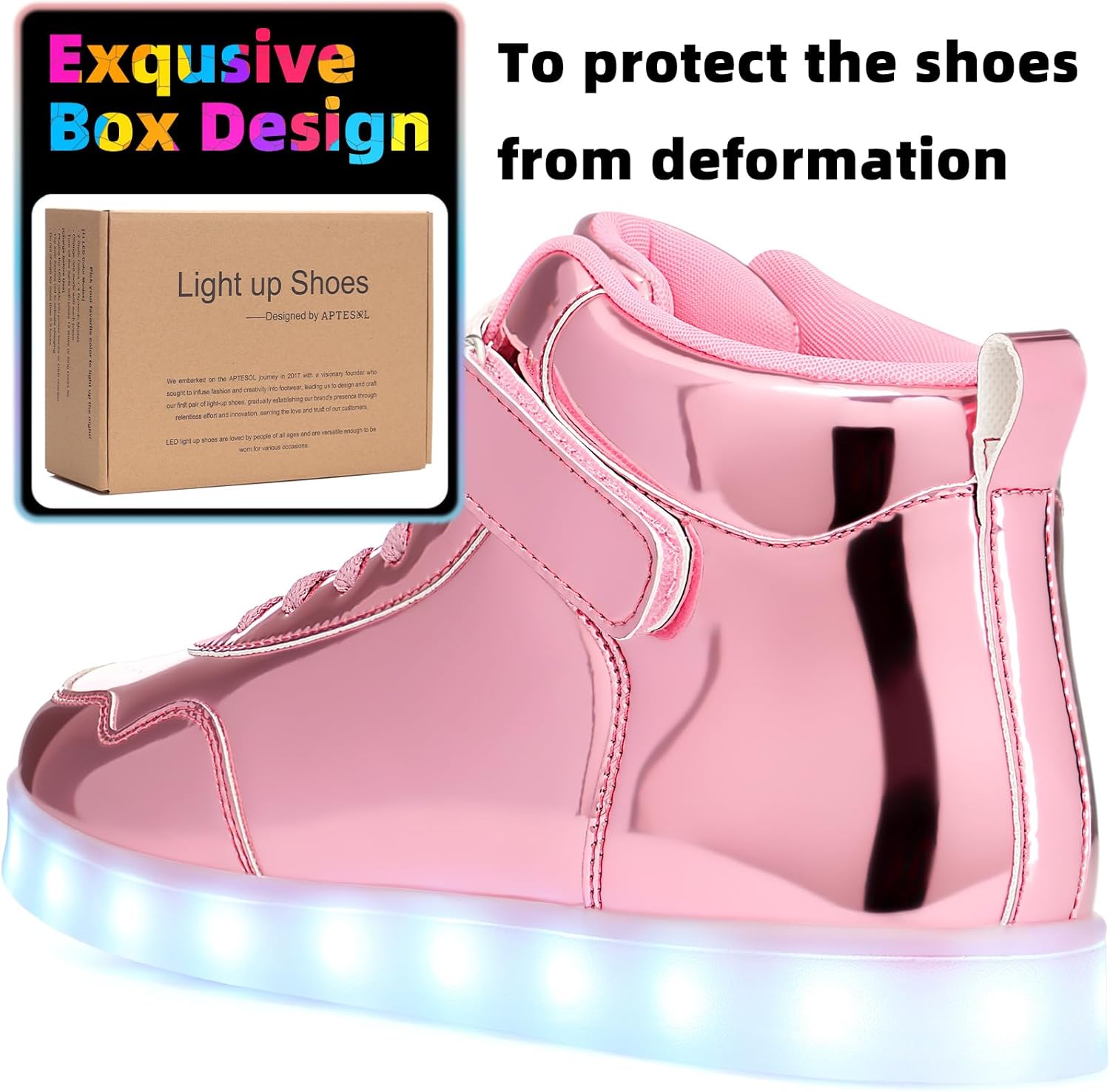 APTESOL Unisex LED Shoes High Top Light Up Sneakers for Women Men - Image 6