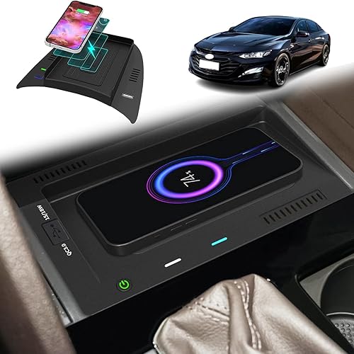 HAVK Bandeja de cargador inalámbrico para consola central Chevrolet Malibu XL 2017-2022 para cargador inalámbrico de coche para I-PhoneSam-Sung