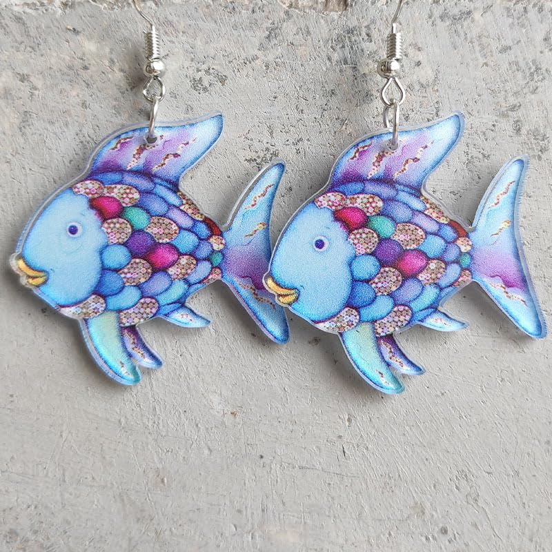 Acrylic Women Teacher Student Dangle Earrings Rainbow Fish Whale Mermaid Earrings Cute Teacher Gift4