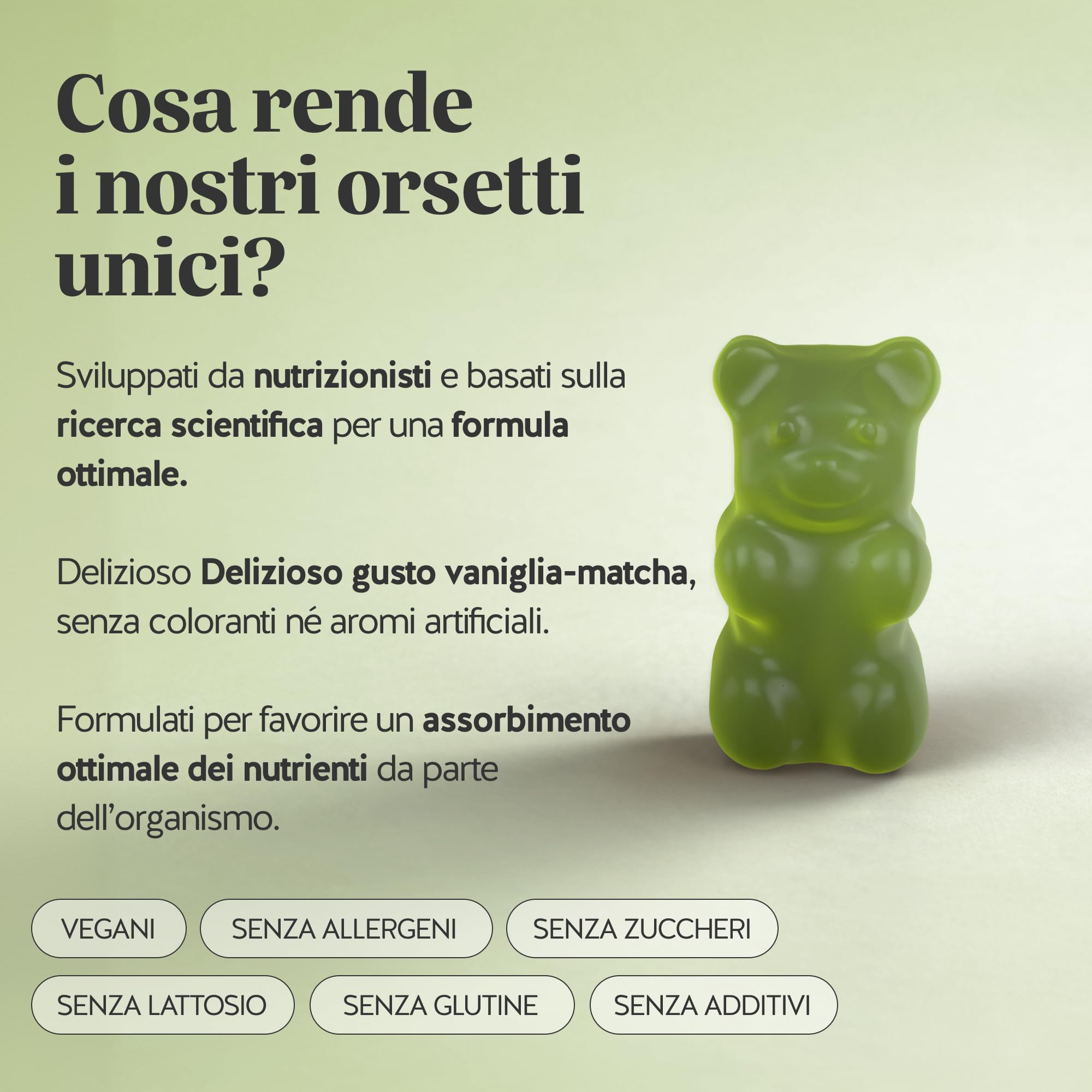 My Metabolic Matcha Vitamin Caramelle Gommose - Integratore Energizzante Naturale - Con Matcha, Vitamina B12, B2, Zinco, Niacina - 30 Pezzi (1 Mese) - Senza Zucchero, Vegano - Bears with Benefits