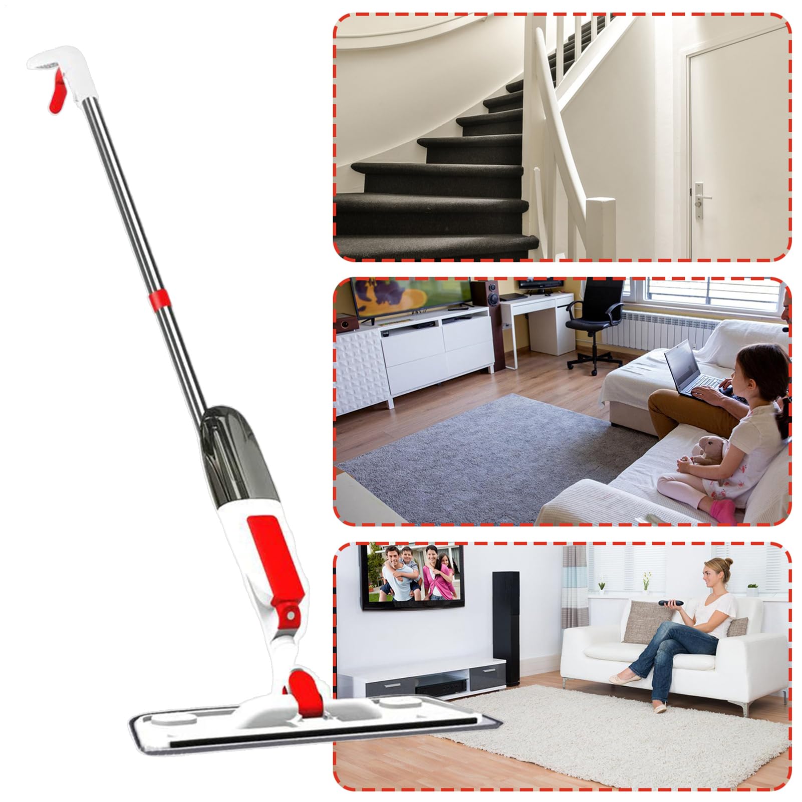 Mopa con pulverizador para suelos Mopa Pulverizadora de Precisión, Lavable, | Limpiador De Suelos Húmedo Seco para Baño, Garaje, Salón, Apartamento y Dormitorio