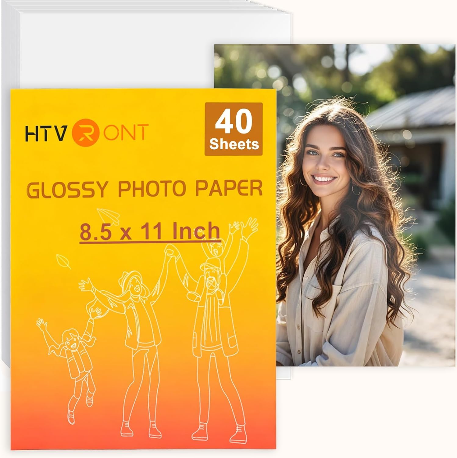 HTVRONT Glossy Photo Paper 8.5 × 11, 40 Sheets Inkjet Photo Printer Paper