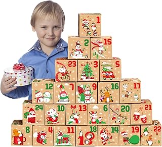 Empty Advent Calendar Boxes | 24 Days Fillable Advent Calendar Box - Empty Gift Boxes Kraft Paper, Fillable Calendar Box for Christmas Kids Surprises Eaglehg