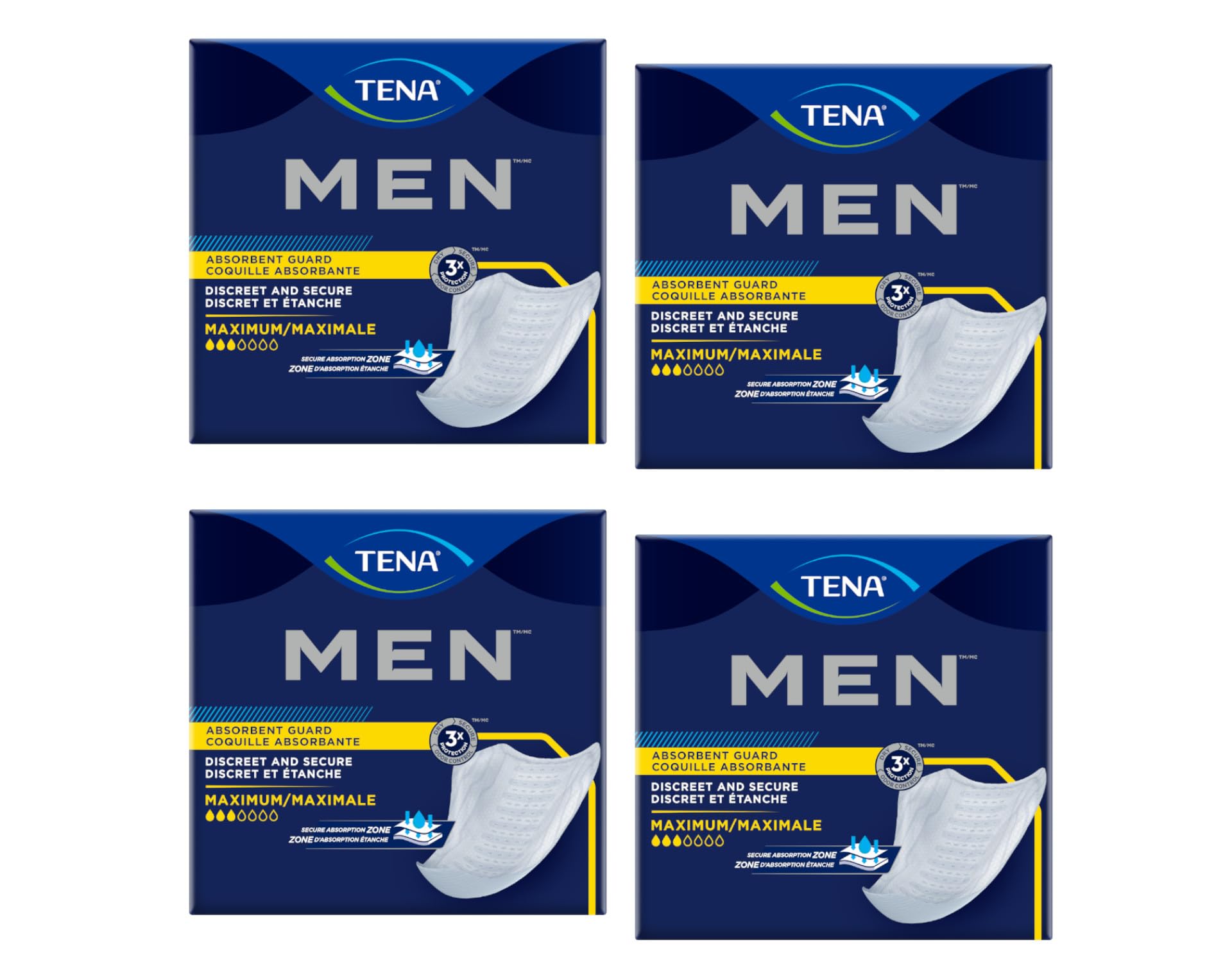 TENA for Men Level 2 Guard for Men, Super Absorbency Incontinence Protector (4 Pack of 80 Count)