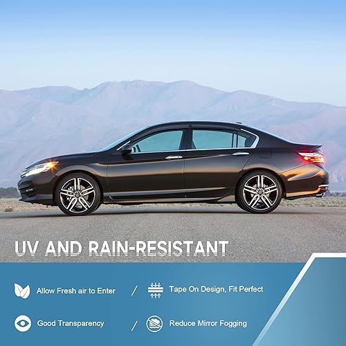 Miniatura 5 de ACLONG Protectores de lluvia ahumados aptos para Honda Accord 2013-2017, visera lateral inastillable para ventana, deflectores de ventana, juego de