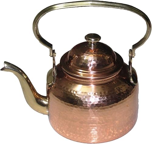 Hervidor de té martillado, olla clásica de café expreso para cocina del hogar, hotel, restaurante y oficina, capacidad de 20 onzas aprox. (cobre)