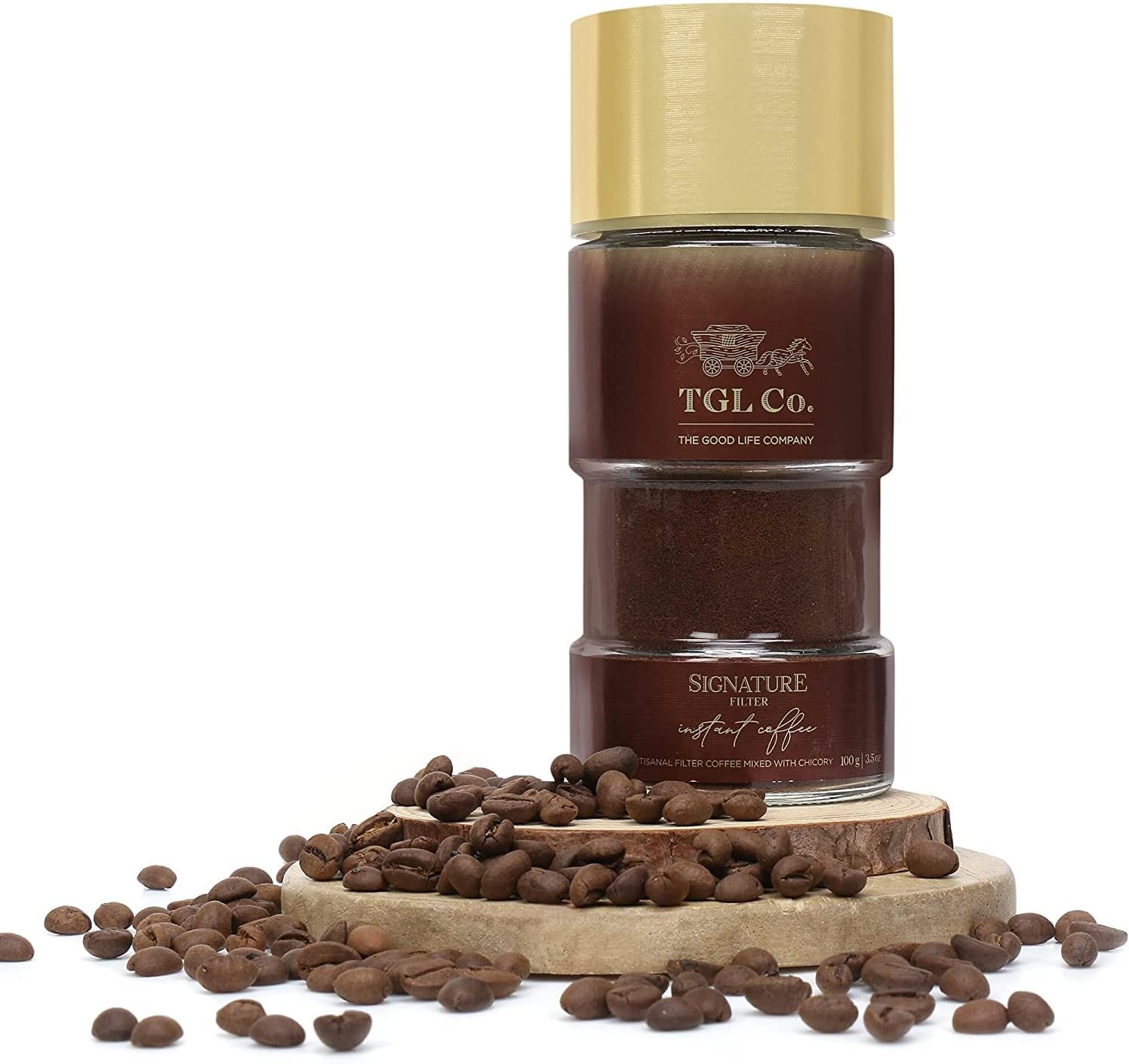 TGL Co. Signature Instant Coffee 3.52oz (100gm) Pack Of 1 | Made from Medium Roast Coffee - Chicory Blend with Smooth Creamy Taste for South Indian Filter coffee| Sip it Hot or cold