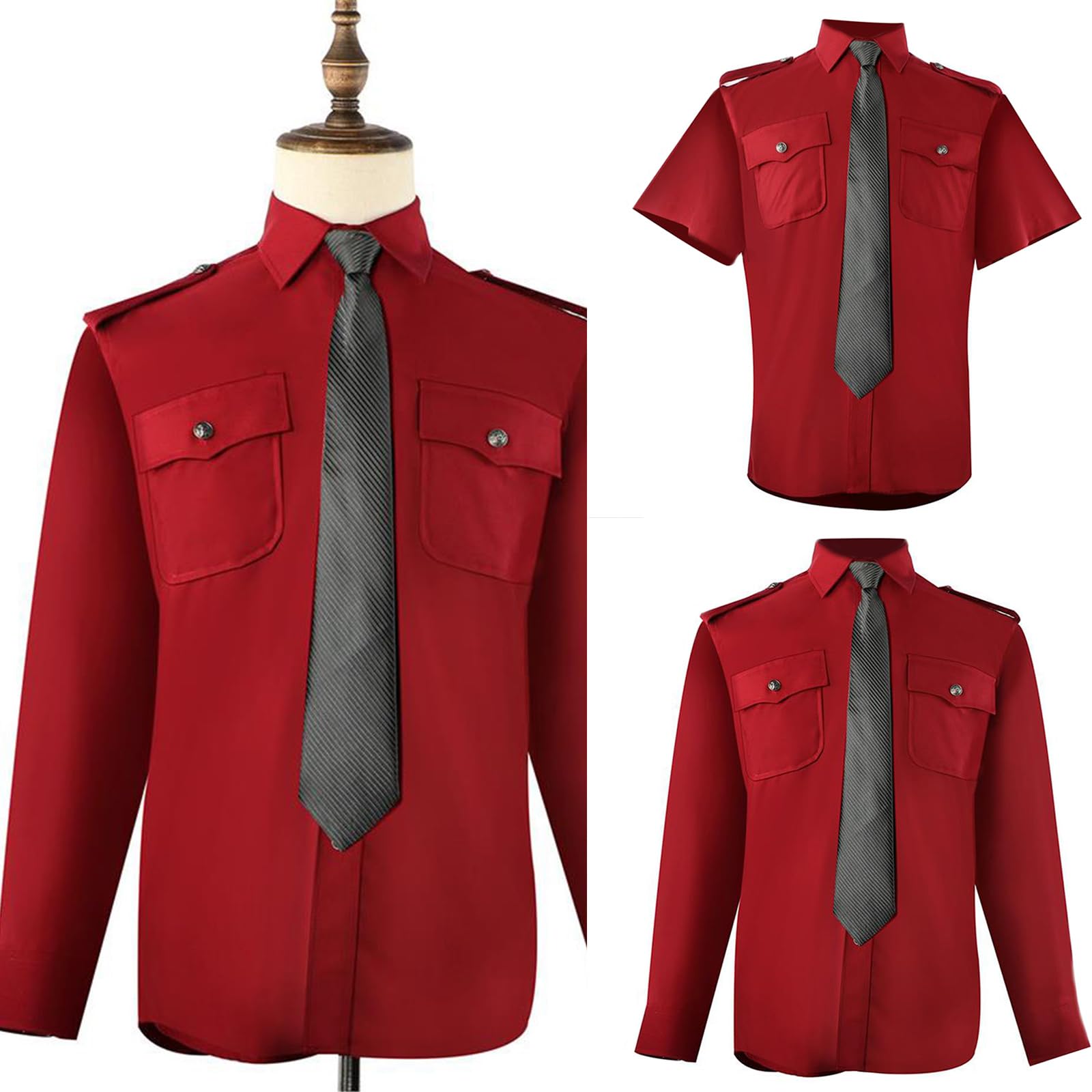 Camisa de trabajo clásica unisex con mangas cortas/largas, cuello de solapa, botones, uniforme de seguridad, blusa con bolsillos con solapa, camisa de oficina
