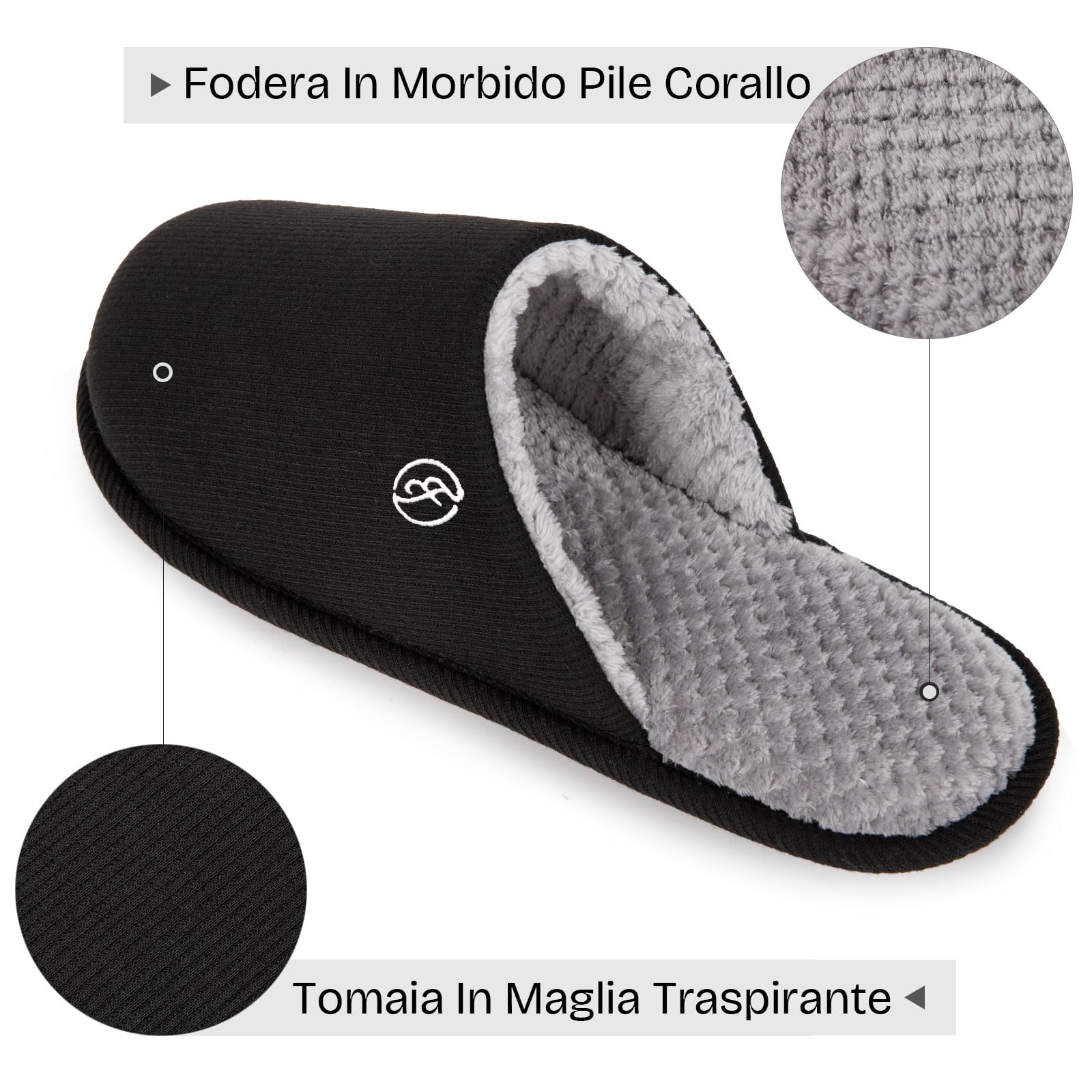 EverFoams Pantofole Classiche da Uomo in Memory Foam, Ciabatta in Spugna Traspirante