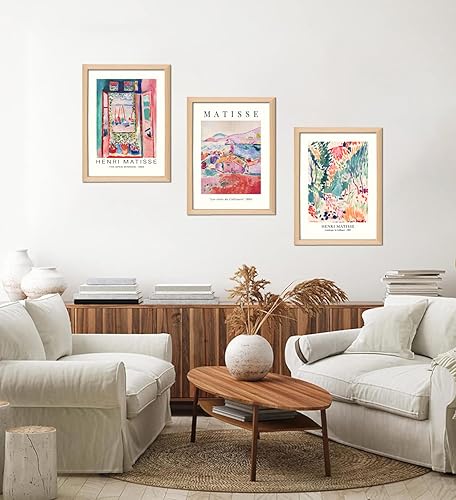 Miniatura 7 de Juego de 3 pósteres abstractos de Matisse con marco de madera, arte abstracto de Henri Matisse, impresiones en lienzo vintage para el mercado de