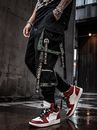 Hello MrLin Men's Jogger Pants Punk Cargo Baggy Techwear Hip Hop Harem Pants Streetwear Tactical Track Pant