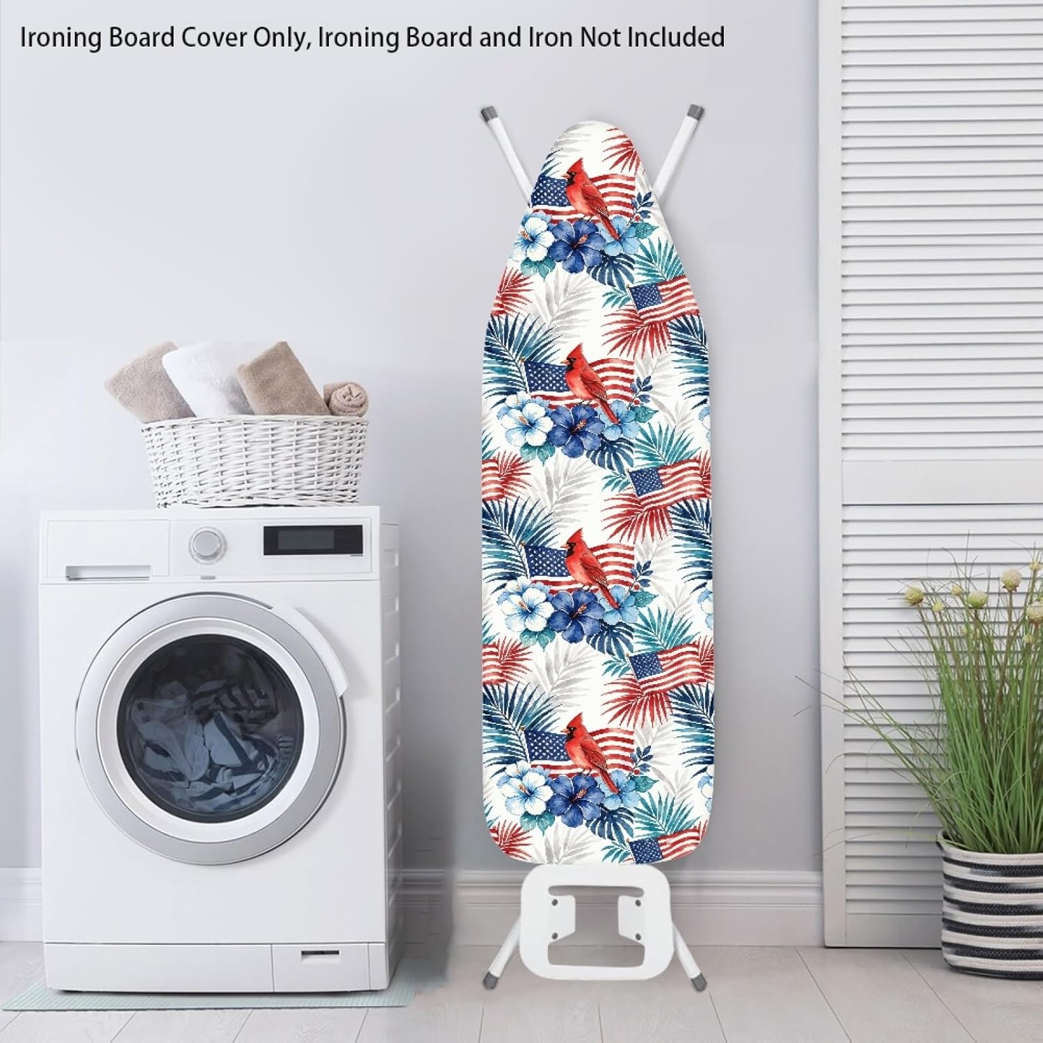4th of July Ironing Board Cover, 16"x55" Standard Ironing Board Cover with Elastic Edge and Hook and Loop Fasteners, Scorch & Stain Resistant, Polyester Home Ironing Board Covers, Night Blaze