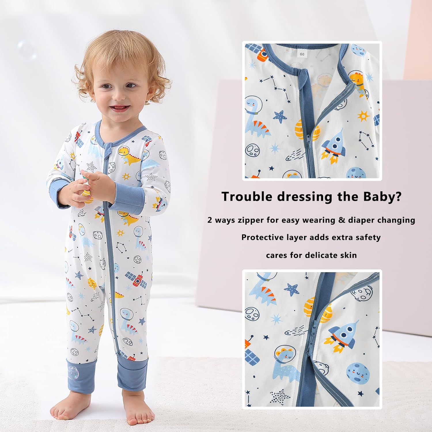 BeiVSlley Baby Boy Girl Footless Zipper Romper Long Sleeve Cotton Jumpsuit Coverall Newborn Solid Outfits Clothes
