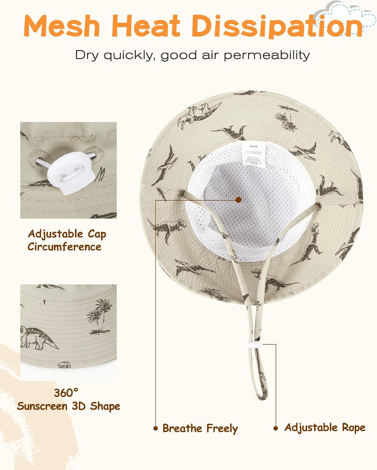 Baby Sun Hats Toddler Hat Boys Bucket Hat UPF 50+ Sun Protection Hat Wide Brim Beach Hat Outdoor Summer Hat Sun Hat for Girls