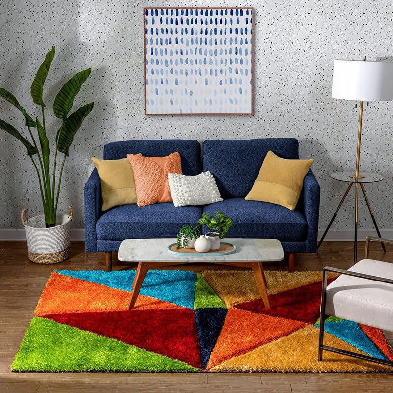Image of Shaggy Area Rug - Extra Plush Luxury Carpet, Super Soft & Cozy Feel| Perfect for Living Room, Bedroom, and Stylish Home Decor- Multi Color (8 x 11 ft)